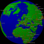 Globus (Europa-zentriert) Städte + Grenzen 4000x4000